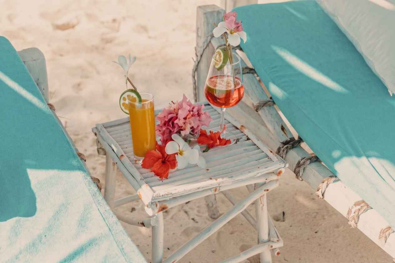 Cocktails on display at the Watamu beach club at Mayungu Bay on the Kenyan coast